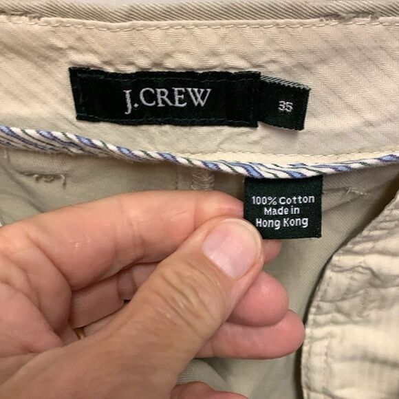 J. Crew Tan Flat Front Cuffed Straight Leg Chino Pants Size 35 X 31 - Picture 6 of 11